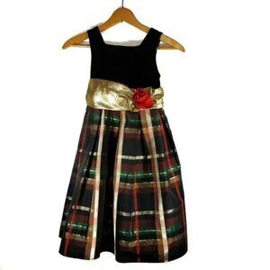 Jenny & Me Christmas Dress Girls Size 6 BROWN GOLD BOW Hipster Holiday Party